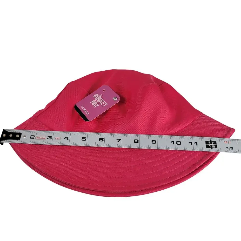Pink Bucket Hat Adult Novelty Cap Lightweight Solid Color Summer Sun Unlined